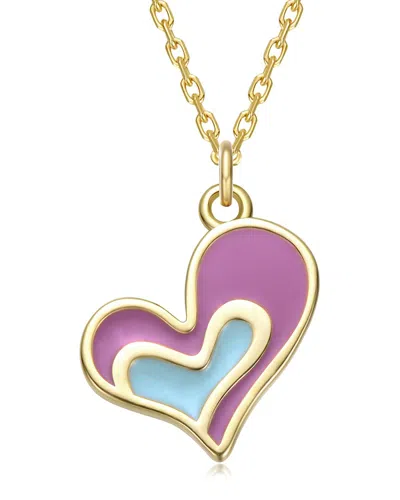 Rachel Glauber 14k Plated Heart Pendant In Multi