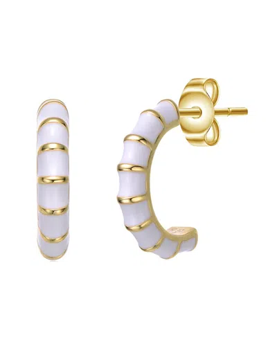 Rachel Glauber 14k Plated Hoops In White