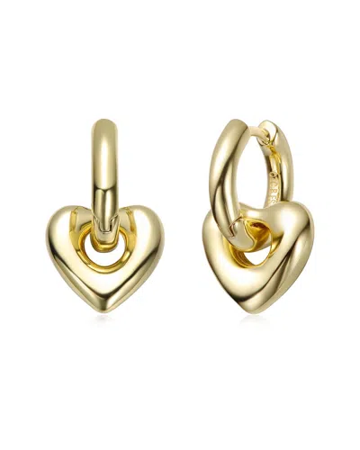 Rachel Glauber 14k Gold Plated Heart Huggie Earrings