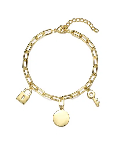 RACHEL GLAUBER RACHEL GLAUBER 14K PLATED LINK CHAIN BRACELET