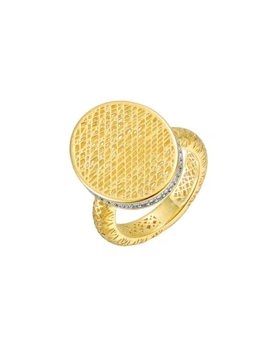 Rachel Glauber 14k Plated Mesh Design Ring In Gold