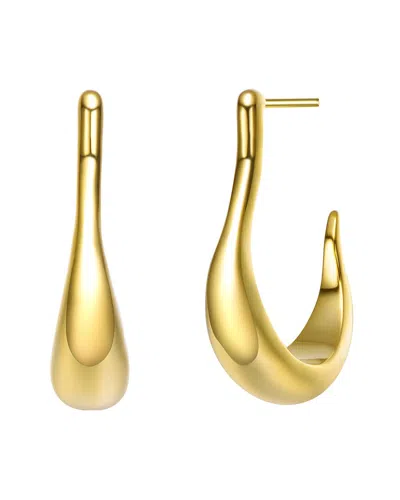 Rachel Glauber 14k Gold Plated Assymetrical Open Hoop In Gold-tone