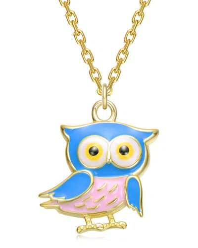 Rachel Glauber 14k Plated Owl Pendant In Gold
