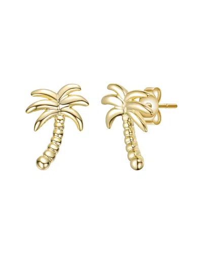 Rachel Glauber 14k Plated Palm Earrings In White