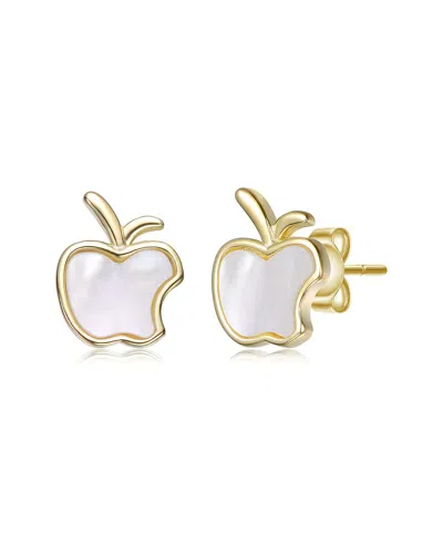 Rachel Glauber 14k Plated Pearl Earrings In Gold