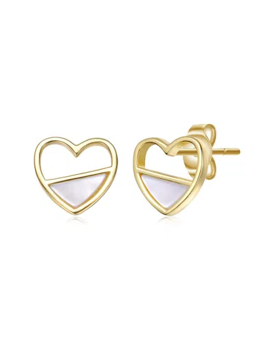 Rachel Glauber 14k Plated Pearl Earrings In Gold