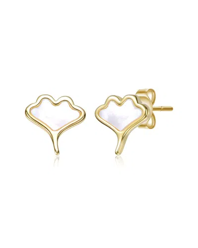 Rachel Glauber 14k Plated Pearl Earrings In Gold