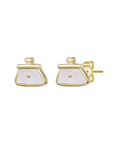 Rachel Glauber 14k Plated Pearl Earrings In Gold