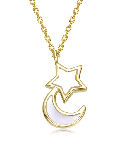 Rachel Glauber 14k Plated Pearl Pendant In Gold