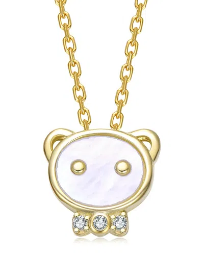 Rachel Glauber 14k Plated Pearl Pendant In Gold
