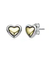 Rachel Glauber Two-tone Sleek Heart Stud Earrings In Metallic