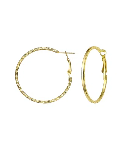 Rachel Glauber Textured Rope Round Hoop Earrings In Gold-tone