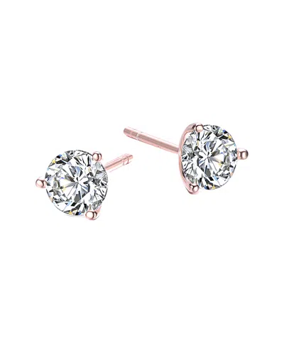 Rachel Glauber 14k Rose Gold Vermeil Cz Stud Earrings