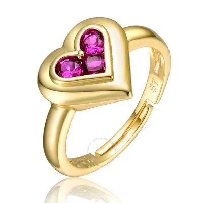 Rachel Glauber 14k Yellow Gold Plated With Amethyst Cubic Zirconia Cluster Heart Halo Promise Ring In Pink