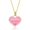 Rachel Glauber 14k Yellow Gold Plated With Cubic Zirconia Mama Pink Enamel Heart Pendant Layering Ne In Pink