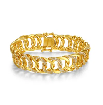 Rachel Glauber 14k Plated Interlocking Slinky Link Chain Bracelet In Gold