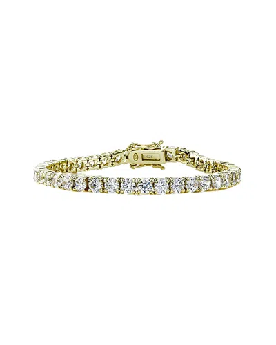 Rachel Glauber 18k Over Silver Cz Bracelet In Gold
