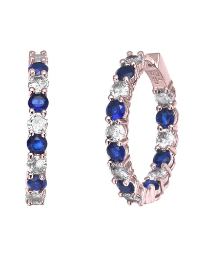 RACHEL GLAUBER RACHEL GLAUBER 18K ROSE GOLD PLATED CZ HOOPS