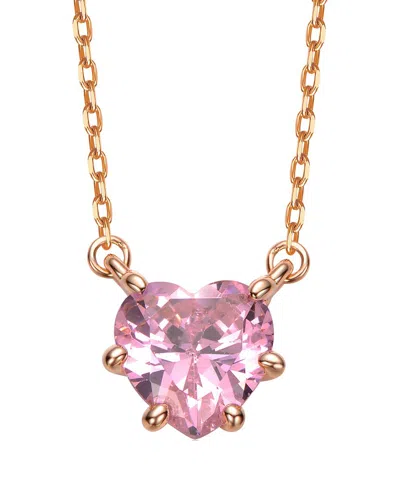 Rachel Glauber Heart-shaped Colored Cubic Zirconia Solitaire Necklace In Gold