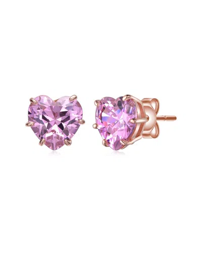 RACHEL GLAUBER RACHEL GLAUBER 18K ROSE GOLD PLATED CZ STUD EARRINGS