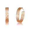 Rachel Glauber 18k Rose Gold Plated Honeycomb Design Hoop Earrings