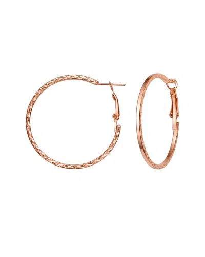 Rachel Glauber 18k Rose Gold Plated Textured Rope Hoops