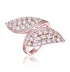 Rachel Glauber 18k Rose Gold Plated With Clear Cubic Zirconia Bypass Cluster Ring