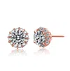 Rachel Glauber 18k Rose Gold Plated With Clear Cubic Zirconia Pave Stud Earrings In Multi