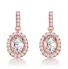 RACHEL GLAUBER 18K ROSE GOLD PLATED WITH COLORED CUBIC ZIRCONIA DANGLE EARRINGS