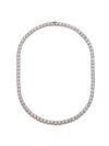 Rachel Glauber 4mm Tennis Necklace With Clear Cubic Zirconia In Silver-tone