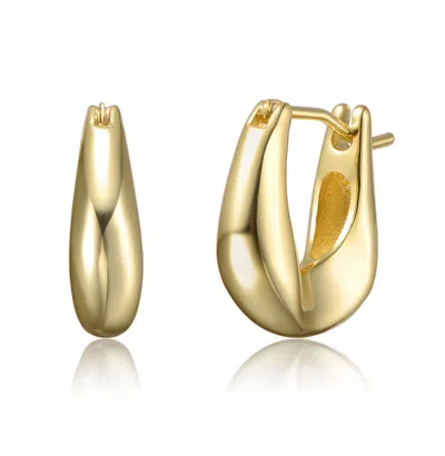 Rachel Glauber Artistic Puffy Hoop Earrings In Gold