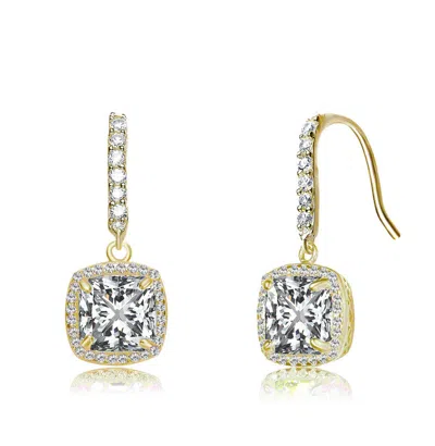 Rachel Glauber Asscher Cut Square Cubic Zirconia Drop Earring In Gold