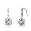 Rachel Glauber Asscher Cut Square Cubic Zirconia Drop Earring In Silver