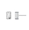 Rachel Glauber Baguette Stud Earrings With Clear Cubic Zirconia In Silver