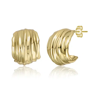 Rachel Glauber Basket Weave Chunky C-hoop Earrings In Gold