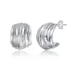 Rachel Glauber Basket Weave Chunky C-hoop Earrings In White