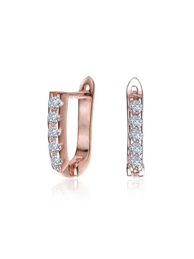 Rachel Glauber Beautiful 13mm U Shaped Clear Cubic Zirconia Hoop Earrings In Multi