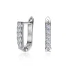 Rachel Glauber Beautiful 13mm U Shaped Clear Cubic Zirconia Hoop Earrings In Silver