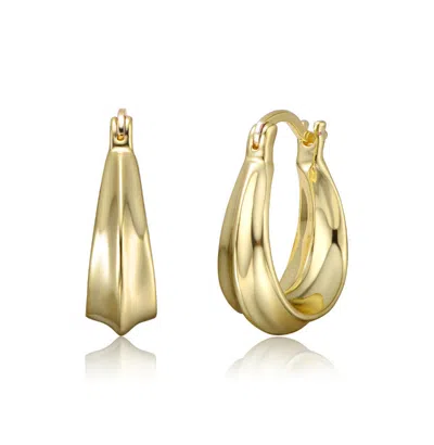 Rachel Glauber Beveled Sculptural Oblong Hoop Earrings In Gold