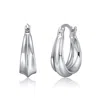 Rachel Glauber Beveled Sculptural Oblong Hoop Earrings In White