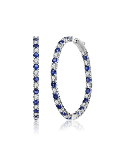 Rachel Glauber Big Hoop With Colored Cubic Zirconia Earrings In Multi