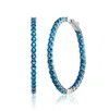 Rachel Glauber Big Hoop With Colored Cubic Zirconia Earrings In Blue