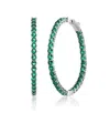 Rachel Glauber Big Hoop With Colored Cubic Zirconia Earrings In Green