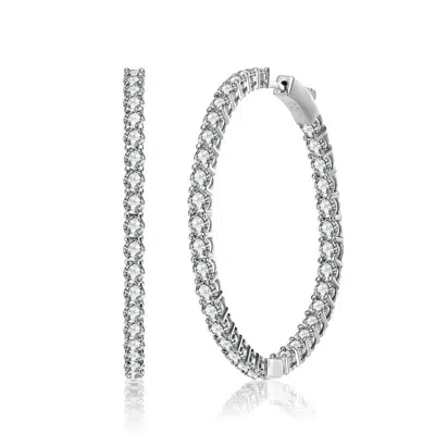 Rachel Glauber Big Hoop With Colored Cubic Zirconia Earrings In Silver