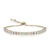 Rachel Glauber Bolo Adjustable Bracelet With Round Clear Cubic Zirconia In Gold