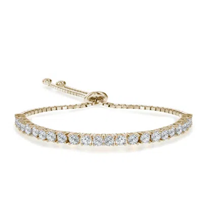 Rachel Glauber Bolo Adjustable Bracelet With Round Clear Cubic Zirconia In Gold