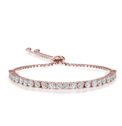 Rachel Glauber Bolo Adjustable Bracelet With Round Clear Cubic Zirconia In Multi
