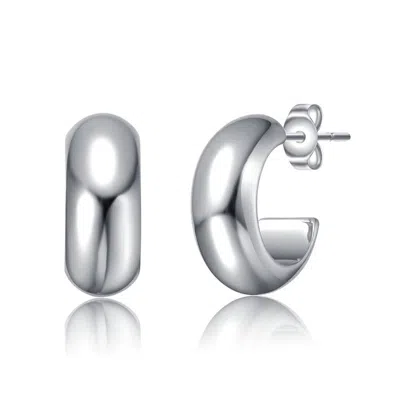 Rachel Glauber Classic Tubular C-hoop Earrings In White