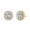 Rachel Glauber Classy 10mm Halo Square Stud Earrings With Colored Cubic Zirconia In Gold