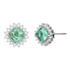 Rachel Glauber Classy 10mm Halo Square Stud Earrings With Colored Cubic Zirconia In Green